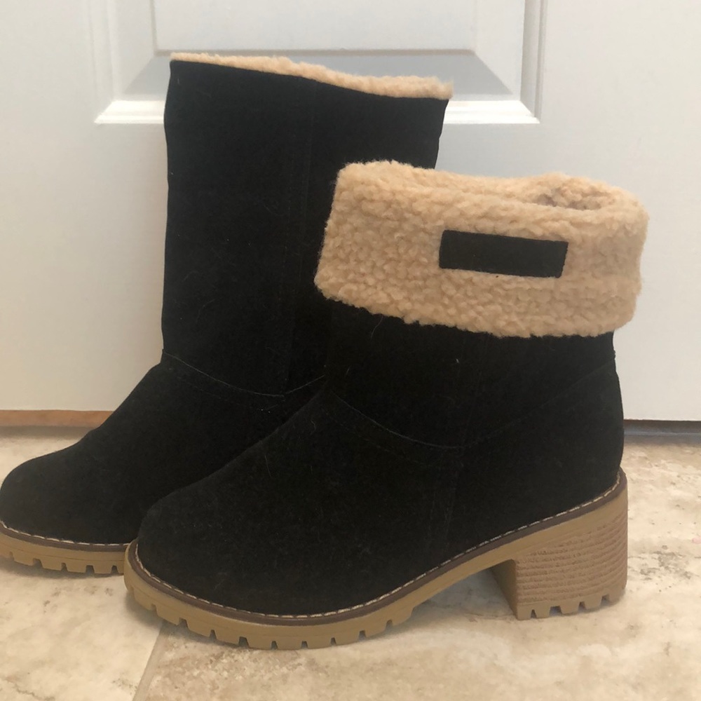 Foo over black ankle boots